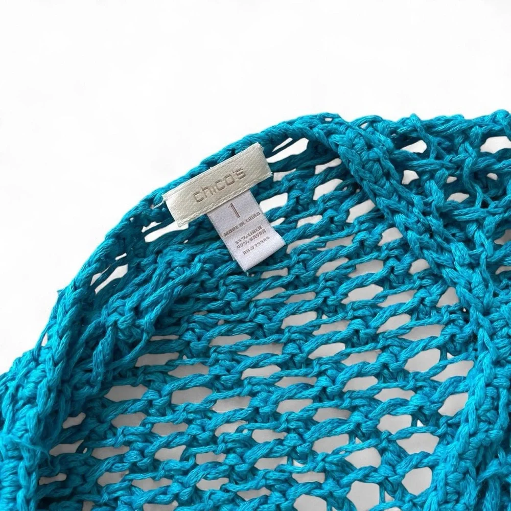 Chicos Blue Crochet Top - Picture 3 of 4